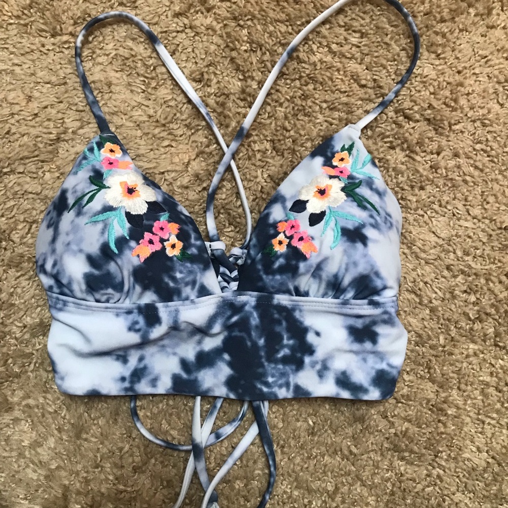 Tie dye longline bikini top
